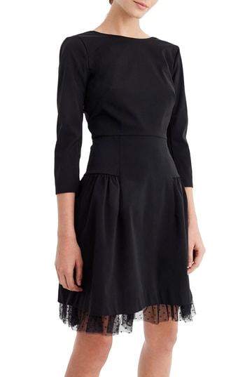 Women's J.crew Tulle Hem Sheath Dress - Black