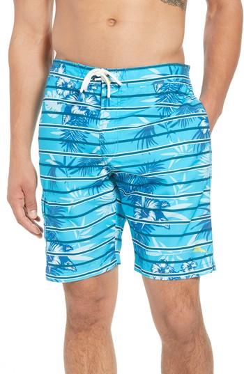 Men's Tommy Bahama Baja Satillo Stripe Board Shorts, Size - Blue