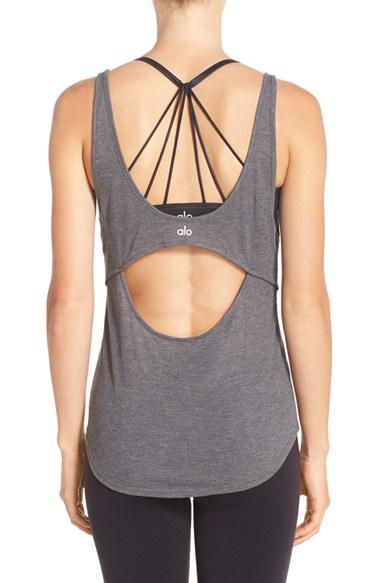 Women's Alo 'sculpt' Cutout Ribbed Tank - Grey