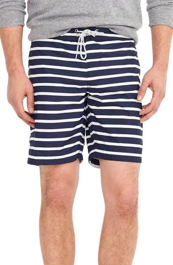 Men's J.crew Stripe Swim Trunks - Blue