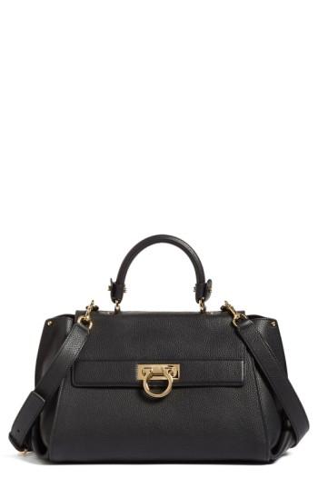 Salvatore Ferragamo Medium Pebbled Leather Satchel -