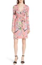 Women's Diane Von Furstenberg Floral Shawl Collar Silk Wrap Dress - Pink