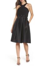 Women's Adrianna Papell Embellished Jersey & Mikado Party Dress - Black