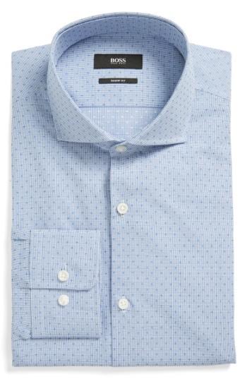 Men's Boss Mark Sharp Fit Dobby Dress Shirt .5l - Blue