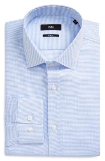Men's Boss Issak Slim Fit Check Dress Shirt - Blue