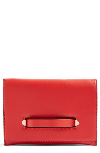 Topshop Brogan Tab Chain Clutch Bag - Red