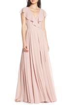 Women's Jenny Yoo Faye Ruffle Wrap Chiffon Evening Dress - Pink