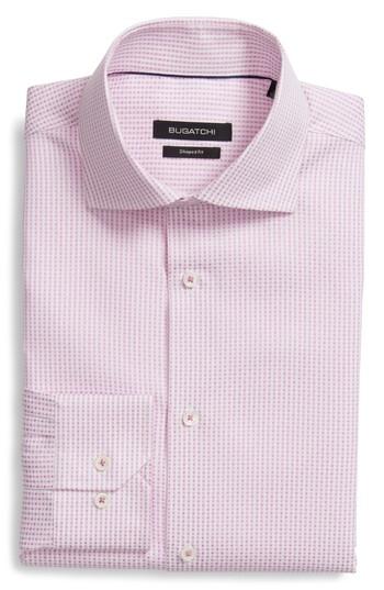 Men's Bugatchi Shaped Fit Geometric Dress Shirt - Pink