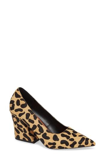Women's Topshop Ginny Flare Genuine Calf Hair Block Court Shoe .5us / 40eu M - Brown