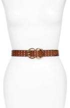 Women's Halogen Studded Double Ring Belt - Cognac