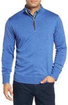 Men's Peter Millar Merino Wool & Silk Quarter Zip Pullover - Blue