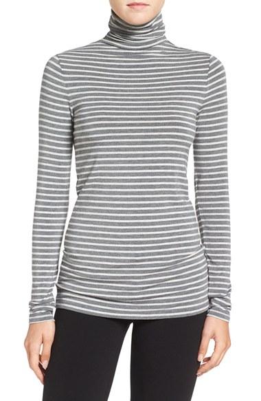 Women's Halogen Long Sleeve Turtleneck, Size - Grey