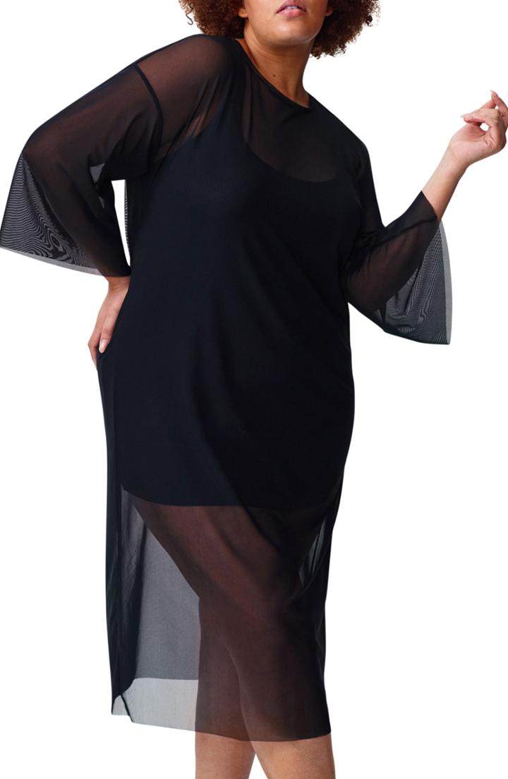 Women's Universal Standard Thames Belle Fog Mesh Dress Xs (10-12) - Black