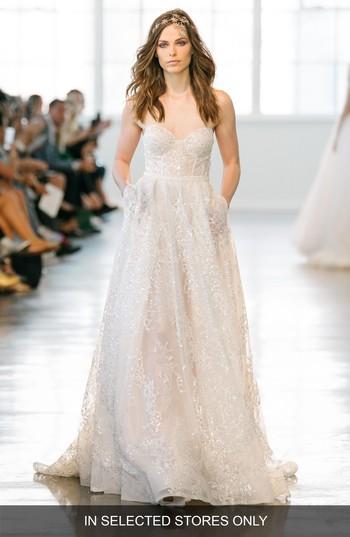 Women's Berta Embellished Strapless Ballgown, Size In Store Only - Ivory