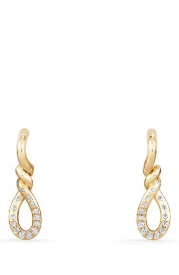 Women's David Yurman Continuance Drop Earrings In 18k Gold With Diamonds
