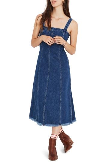 Women's Madewell Raw Hem Seamed Denim Dress