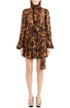 Women's Dolce & Gabbana Giraffe Print Silk Dress Us / 38 It - Brown