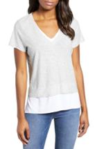 Women's Vince Camuto Layered Look V-neck Tee, Size - Grey