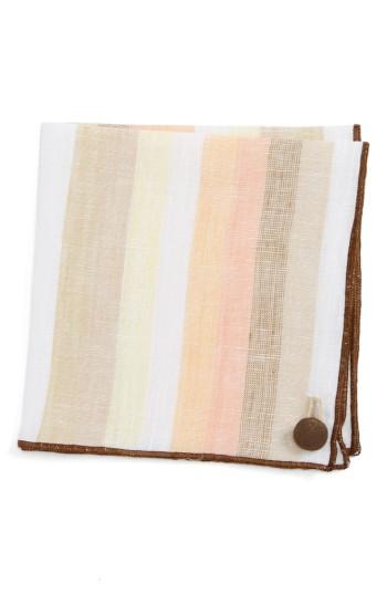 Men's Armstrong & Wilson Peach Cake Linen Pocket Square, Size - Orange