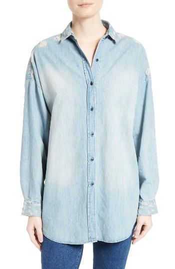 Women's Iro Prune Distressed Chambray Shirt
