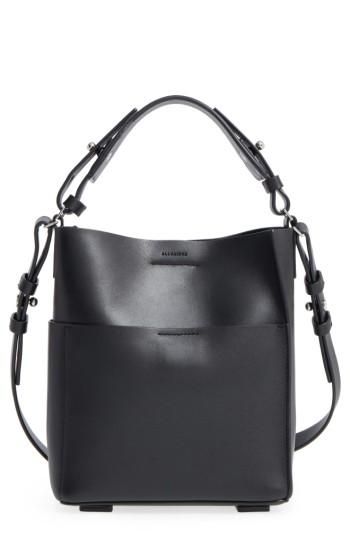 Allsaints Mini Echo Calfskin North/south Tote - Black