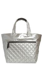 Sondra Roberts Large Quilted Metallic Nylon Tote - Metallic