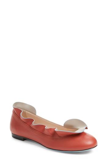 Women's Fendi Ruffle Ballerina Flat .5us / 39eu - Red