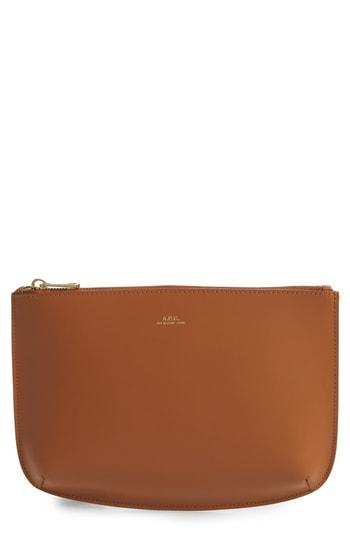 A.p.c. Sarah Leather Clutch - Brown