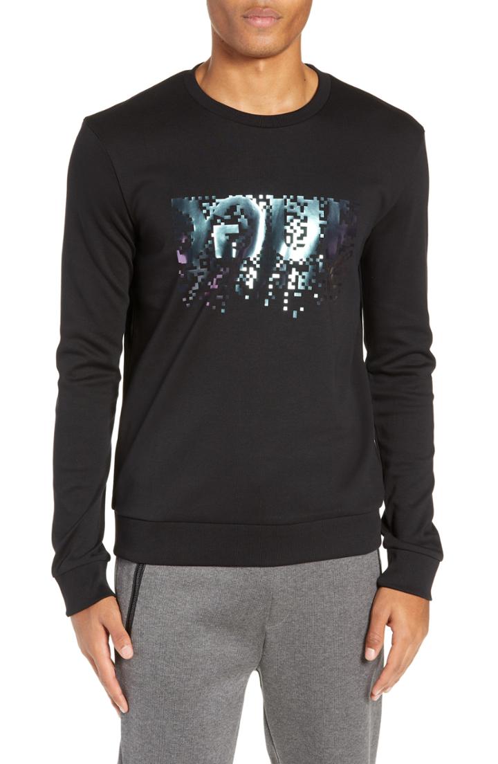 Men's Hugo Dicago Slim Glitter Sweatshirt - Black