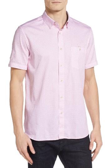 Men's Ted Baker London Famgogo Flamingo Print Sport Shirt