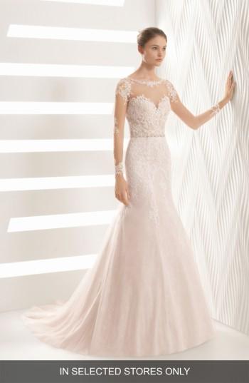 Women's Rosa Clara Amor Embroidered Illusion Lace Trumpet Gown, Size In Store Only - Ivory