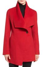 Women's Laundry By Shelli Segal Double Face Drape Collar Coat - Red