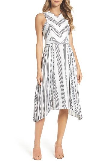 Women's Adelyn Rae Vidette Pleated Stripe Midi Dress - White