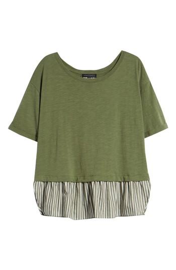 Women's Sanctuary Skye Lace Back Mixed Media Tee - Green