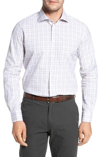 Men's Luciano Barbera Classic Fit Check Sport Shirt - Brown