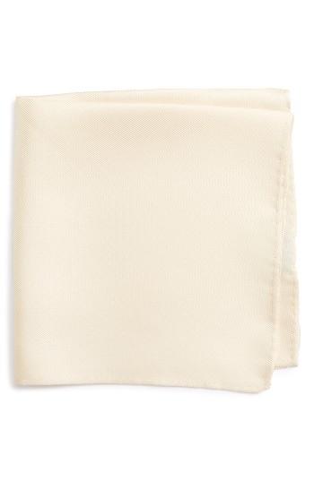 Men's Nordstrom Men's Shop Solid Silk Pocket Square, Size - Beige