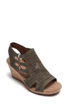 Women's Rockport Cobb Hill Janna Perforated Wedge Sandal M - Green