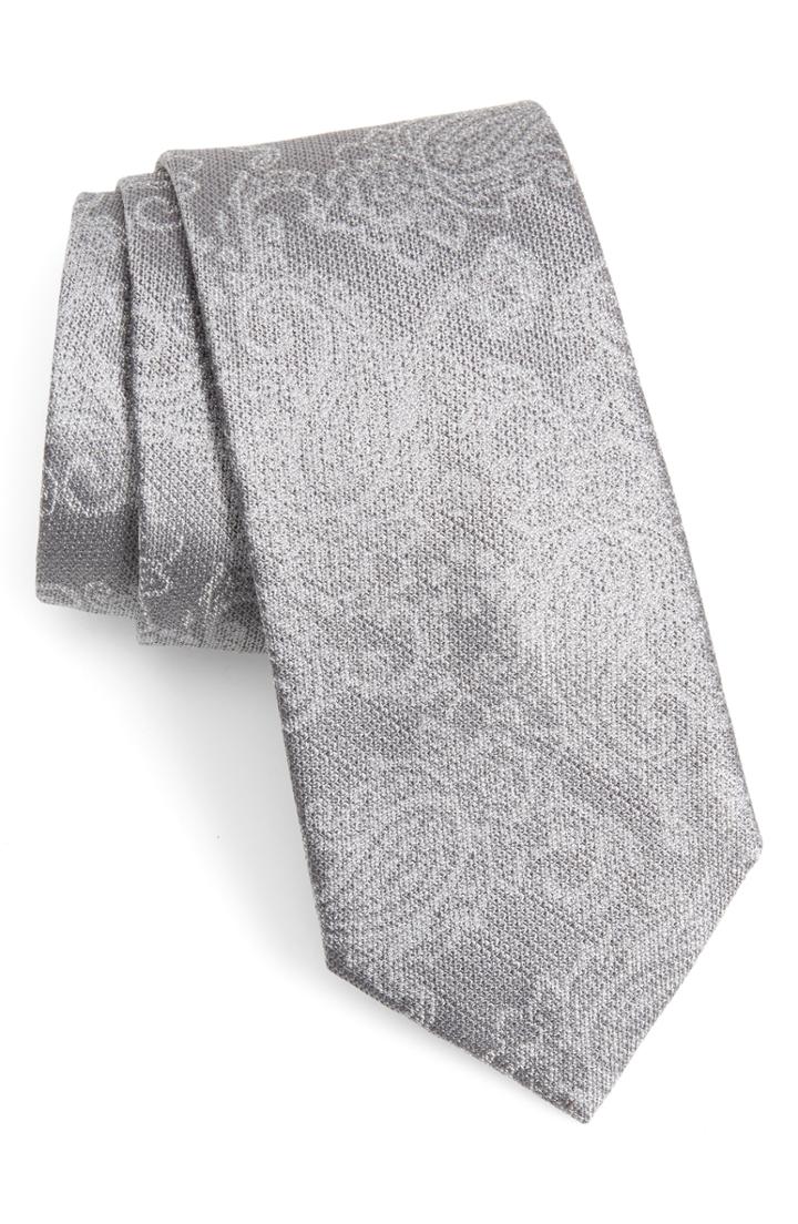 Men's Calibrate Dunsford Paisley Silk Blend Tie, Size - Metallic