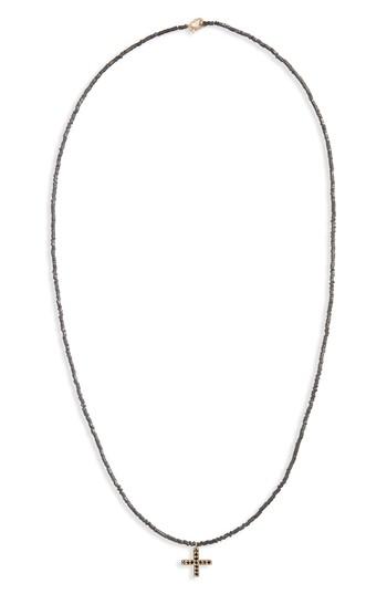 Men's Luis Morais Black Diamond Cross Pendant Necklace