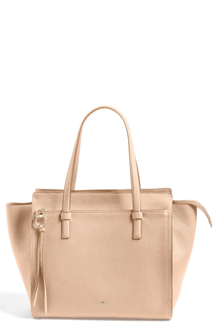 Salvatore Ferragamo Large Amy Leather Tote - Pink