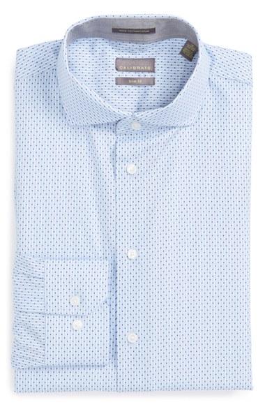 Men's Calibrate Trim Fit Stripe Dress Shirt