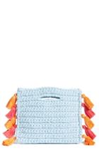Binge Knitting Woven Tassel Clutch - Blue