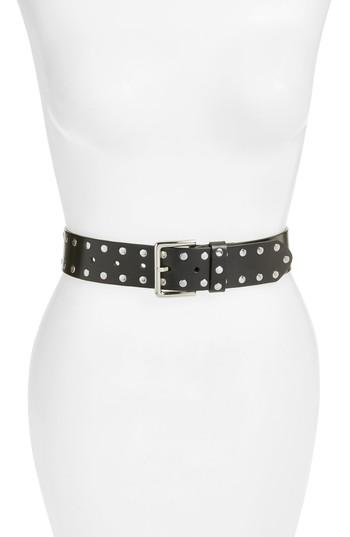 Women's Rebecca Minkoff Erin Studded Calfskin Leather Belt - Black