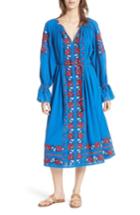 Women's Ulla Johnson Filia Embroidered Midi Dress - Blue