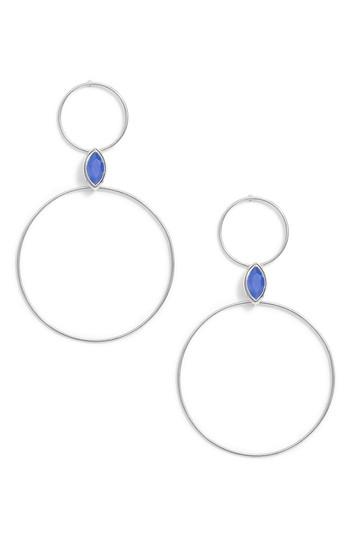 Women's Argento Vivo Double Circle Stone Drop Earrings