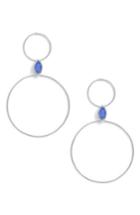 Women's Argento Vivo Double Circle Stone Drop Earrings