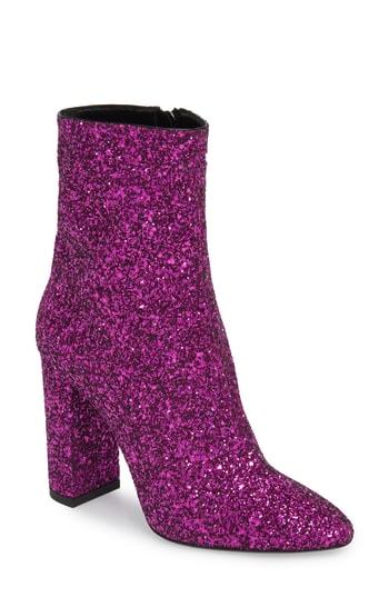 Women's Saint Laurent Loulou Glitter Bootie Us / 36eu - Pink