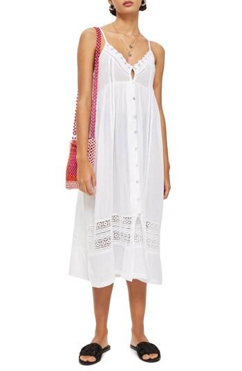 Women's Topshop Lace Frill Midi Dress - White
