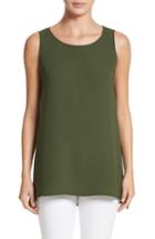 Women's Lafayette 148 New York Ruthie Silk Blouse, Size - Green