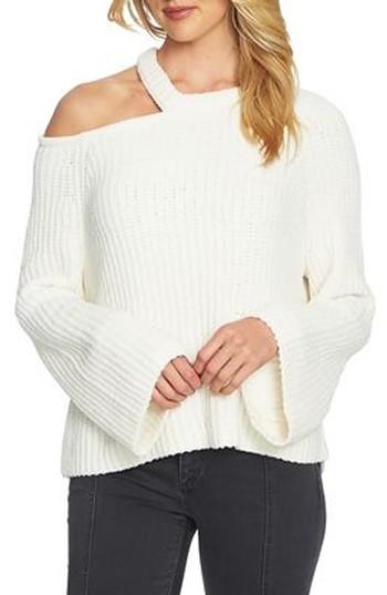 Women's 1.state Split Neck Chenille Sweater, Size - White